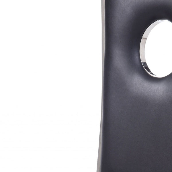 Homeroots Set Of Two Black And Silver Upholstered Faux Leather Dining Side Chairs  Metal 347320