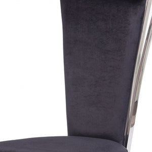 Homeroots Set Of Two Black And Silver Upholstered Fabric Dining Side Chairs  Metal 347321