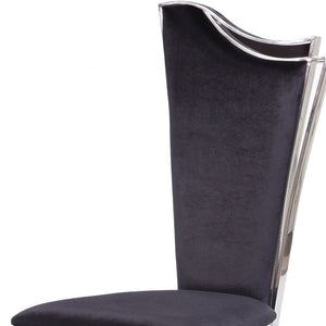 Homeroots Set Of Two Black And Silver Upholstered Fabric Dining Side Chairs  Metal 347321
