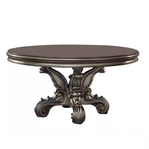 Homeroots Gray Solid Wood Pedestal Base Round Top Dining Table   347327