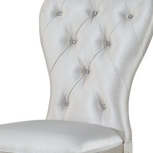 Homeroots Set Of Two Cream And Antiqued White Upholstered Fabric Queen Anne Back Dining Side Chairs  Wood 347330