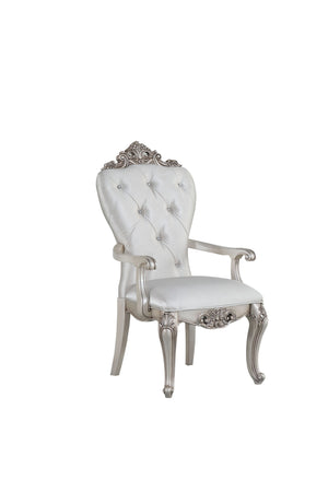 Homeroots Set Of Two 25" Silver And Pearl Fabric Tufted Side Chair   347331