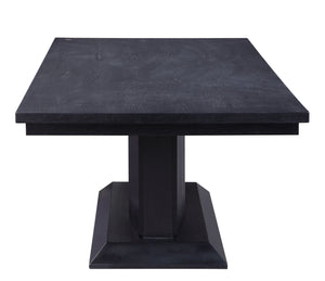 Homeroots 40" X 76" X 30" Black Wood Led Glass Dining Table  Wood 347334