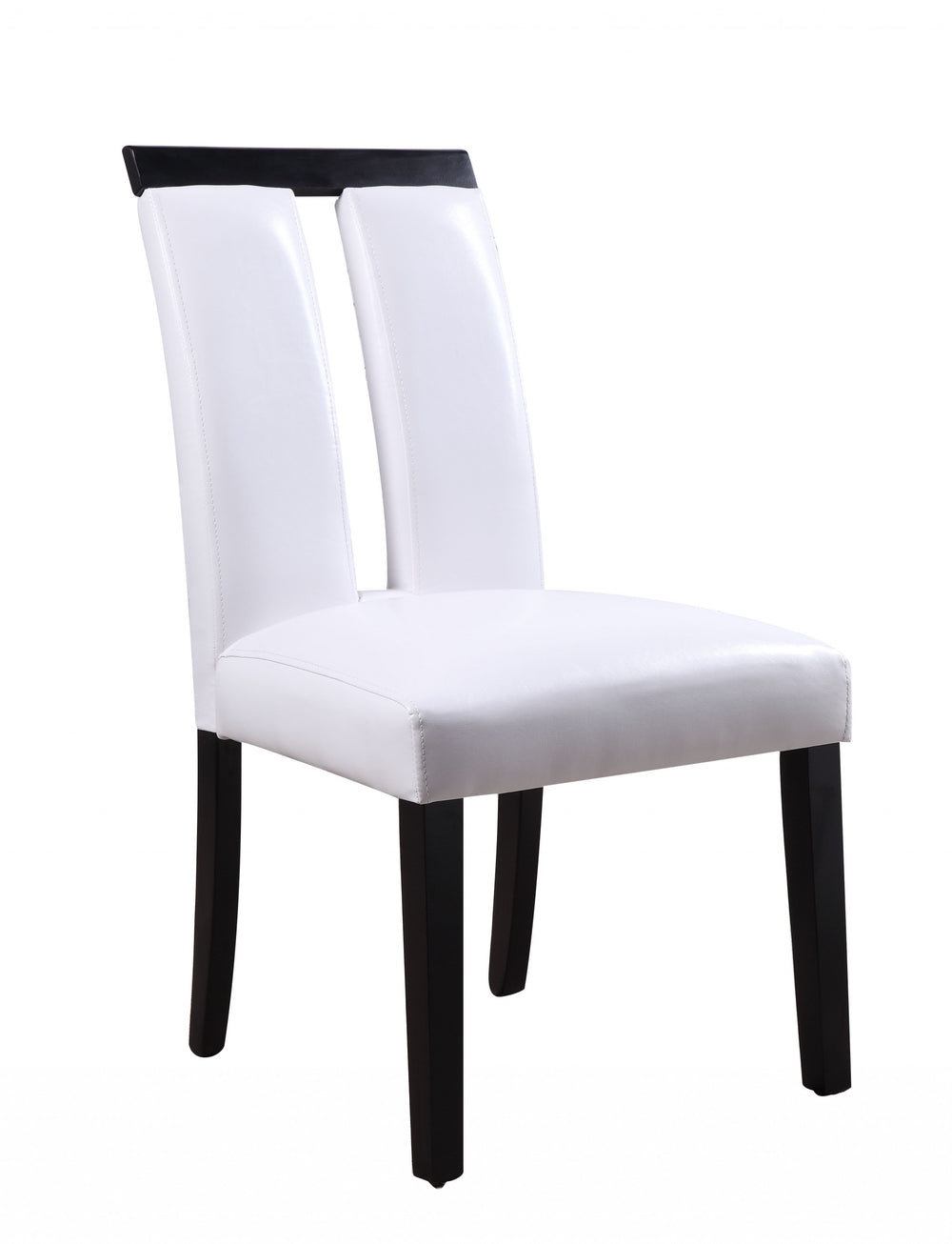 Homeroots Set Of Two White And Black Upholstered Faux Leather Dining Side Chairs  Wood 347335
