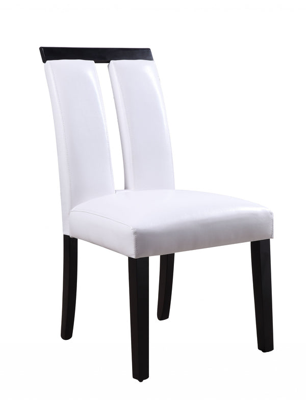 Homeroots Set Of Two White And Black Upholstered Faux Leather Dining Side Chairs  Wood 347335