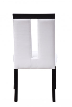 Homeroots Set Of Two White And Black Upholstered Faux Leather Dining Side Chairs  Wood 347335