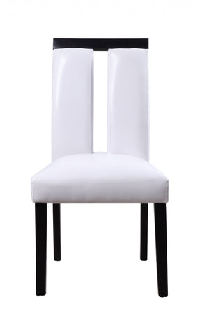 Homeroots Set Of Two White And Black Upholstered Faux Leather Dining Side Chairs  Wood 347335