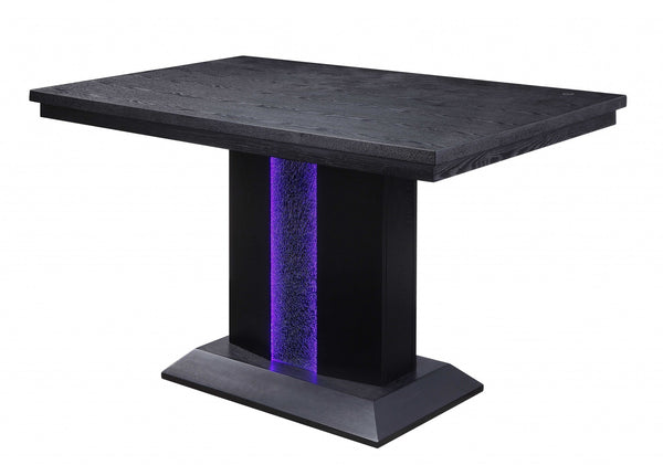 Homeroots 36" X 60" X 36" Black Wood Led Counter Height Table   347336
