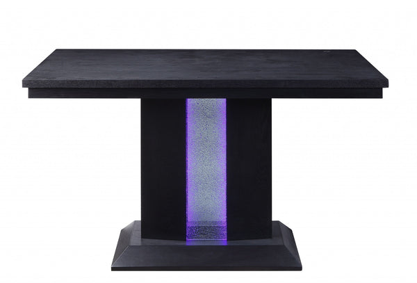 Homeroots 36" X 60" X 36" Black Wood Led Counter Height Table   347336