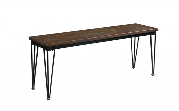 Homeroots 13" Brown And Black Dining Bench  Solid Wood 347340