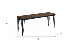 HomeRoots 13" Brown and Black Dining Bench - Modern Compact Seating for Kitchens, Entryways & Living Spaces 347340