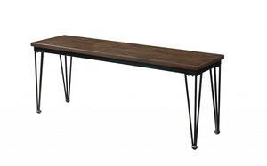 Homeroots 13" Brown And Black Dining Bench  Solid Wood 347340