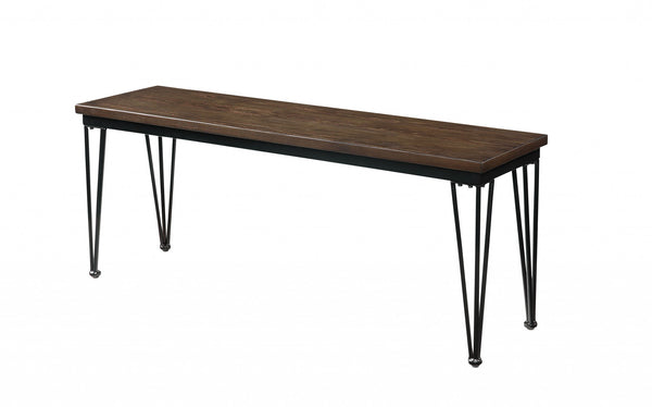 Homeroots 13" Brown And Black Dining Bench  Solid Wood 347340