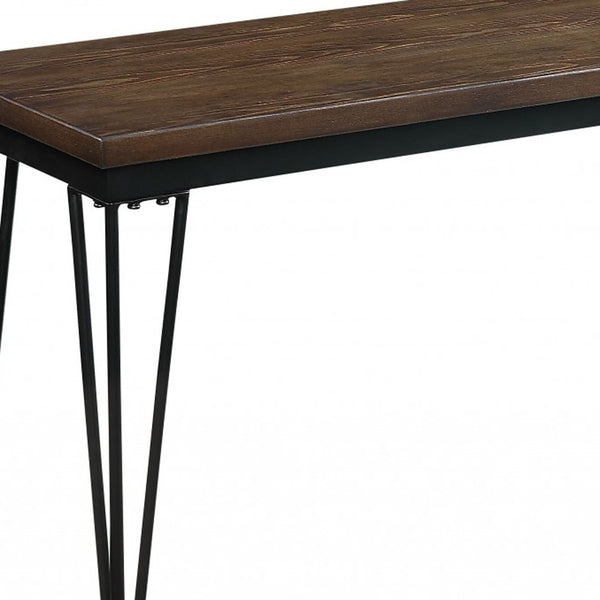 Homeroots 13" Brown And Black Dining Bench  Solid Wood 347340