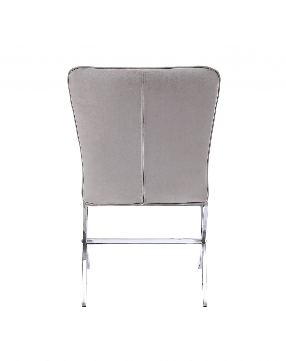 Homeroots 24" Beige Velvet And Silver Parsons Chair   347343