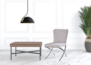 Homeroots 24" Beige Velvet And Silver Parsons Chair   347343