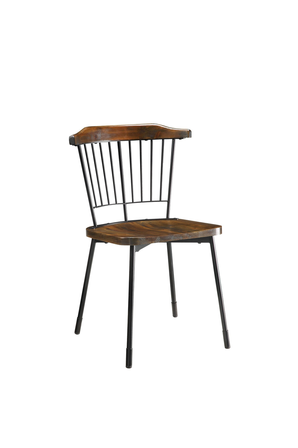 Homeroots Set Of Two Brown And Black Wood Windsor Back Dining Side Chairs  Wood 347344
