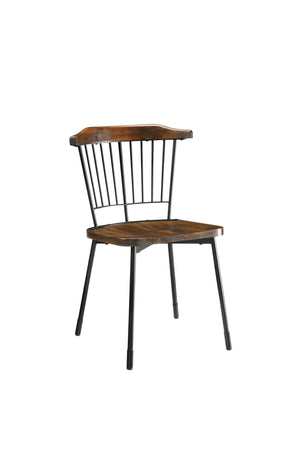 Homeroots Set Of Two Brown And Black Wood Windsor Back Dining Side Chairs  Wood 347344