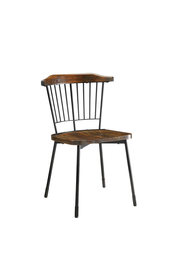 Homeroots Set Of Two Brown And Black Wood Windsor Back Dining Side Chairs  Wood 347344