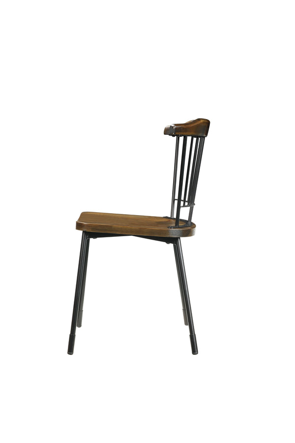 Homeroots Set Of Two Brown And Black Wood Windsor Back Dining Side Chairs  Wood 347344