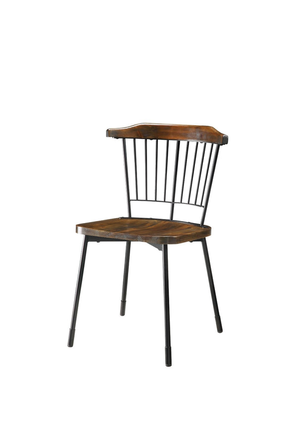 HomeRoots Set of Two Timeless Windsor-Back Dining Chairs in Antique Brown & Black for Versatile Home Use 347344