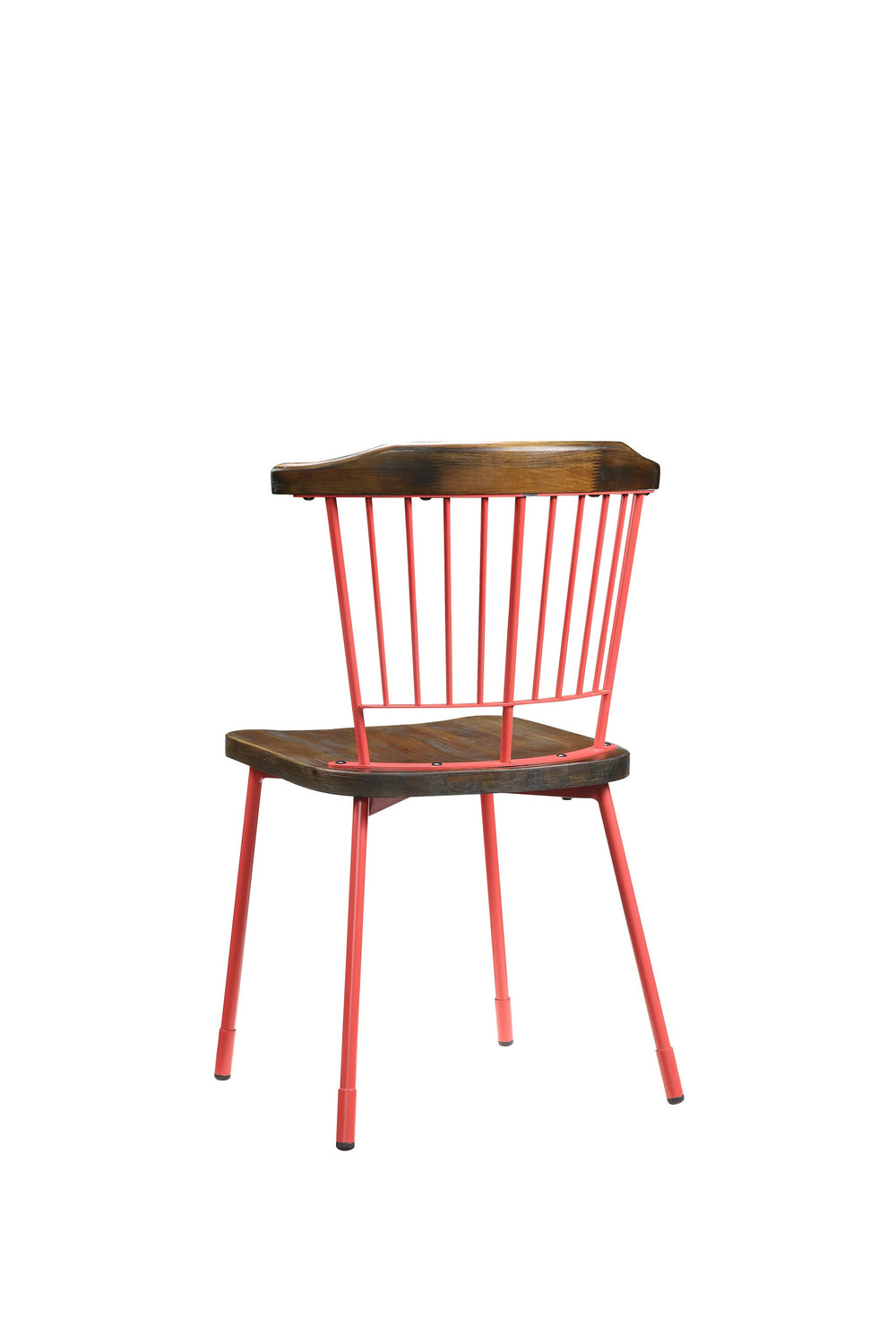 Homeroots Set Of Two Brown And Red Wood Windsor Back Dining Side Chairs  Wood 347345