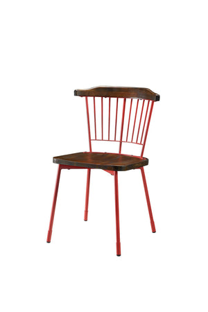 HomeRoots Set of Two Elegant Windsor-Back Dining Chairs in Brown and Red - Perfect for Any Space! 347345