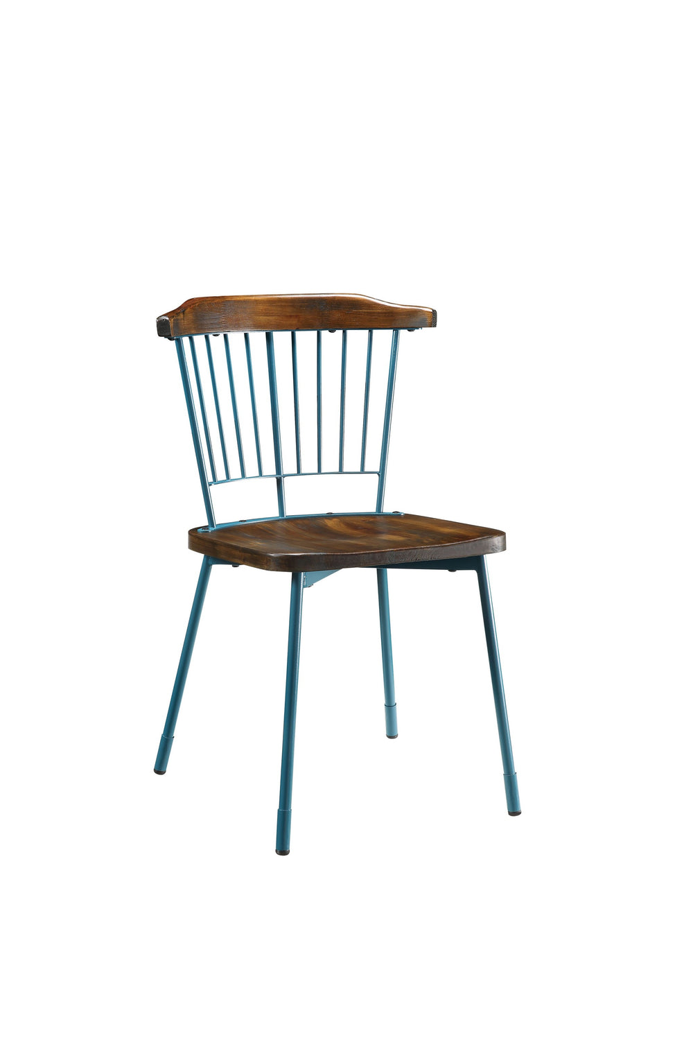 Homeroots Set Of Two Brown And Teal Blue Wood Windsor Back Dining Side Chairs  Wood 347347