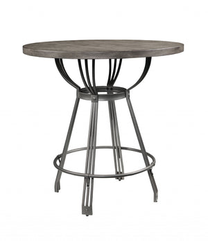 Homeroots 36" X 36" X 36" Gray Oak Gunmetal Metal Wood 5pc Pk Counter Height Set  Metal 347348