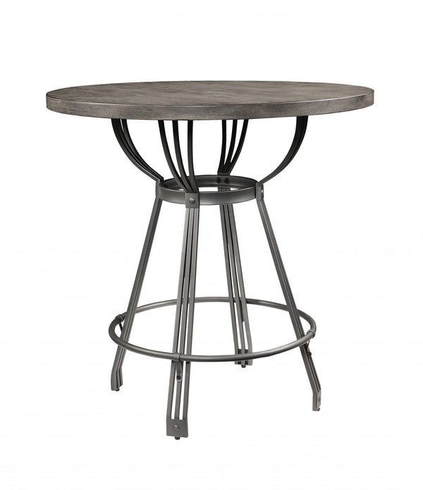 Homeroots 36" X 36" X 36" Gray Oak Gunmetal Metal Wood 5pc Pk Counter Height Set  Metal 347348