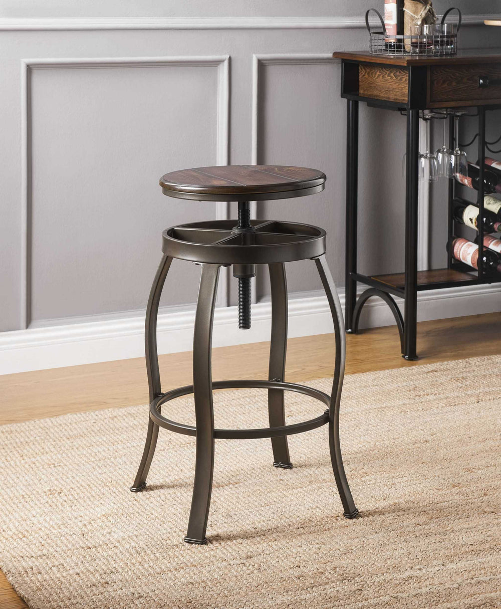 Homeroots 31" X 31" X 41" Walnut Sandy Black Metal Wood 3pc Pk Bar Set  Metal 347350