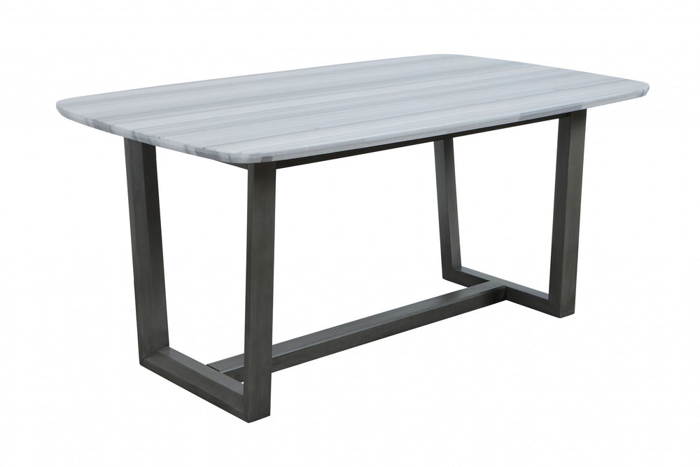 Homeroots 40" X 72" X 30" Marble Gray Oak Wood Marble Dining Table  Wood 347363