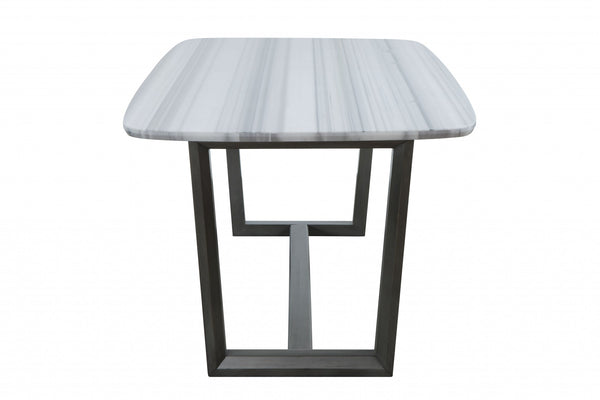 Homeroots 40" X 72" X 30" Marble Gray Oak Wood Marble Dining Table  Wood 347363