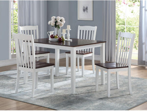 Homeroots 36" X 48" X 30" White Walnut Wood 5pc Pk Dining Set  Wood 347368