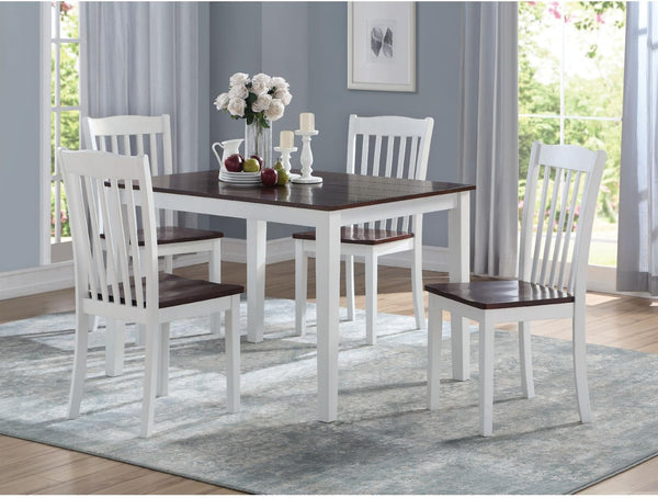 Homeroots 36" X 48" X 30" White Walnut Wood 5pc Pk Dining Set  Wood 347368