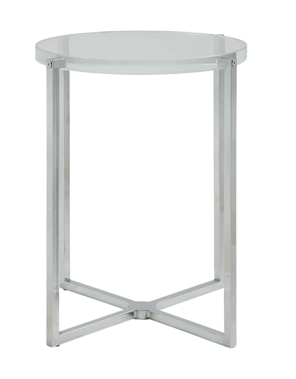 Homeroots 18" X 18" X 19" Clear Acrylic Chrome Metal Side Table   347379