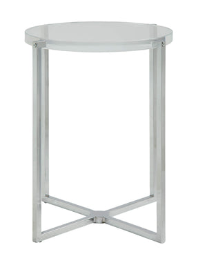 Homeroots 18" X 18" X 19" Clear Acrylic Chrome Metal Side Table   347379