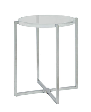 Homeroots 18" X 18" X 19" Clear Acrylic Chrome Metal Side Table   347379