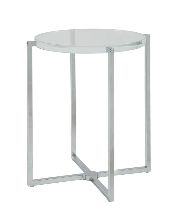 Homeroots 18" X 18" X 19" Clear Acrylic Chrome Metal Side Table   347379