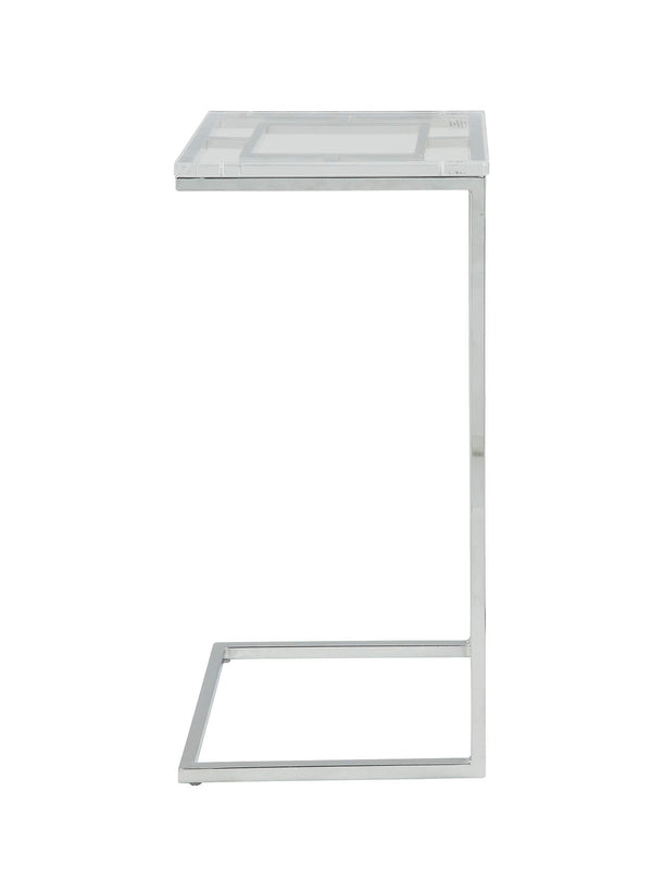 Homeroots 26" Stainless And Glass Acrylic End Table   347380
