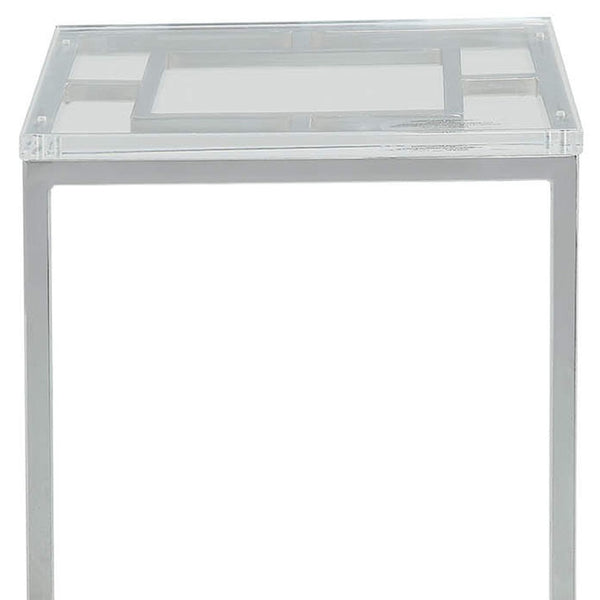 HomeRoots 26" Modern Acrylic and Stainless Steel End Table - Sleek, Versatile Accent for Any Space! 347380