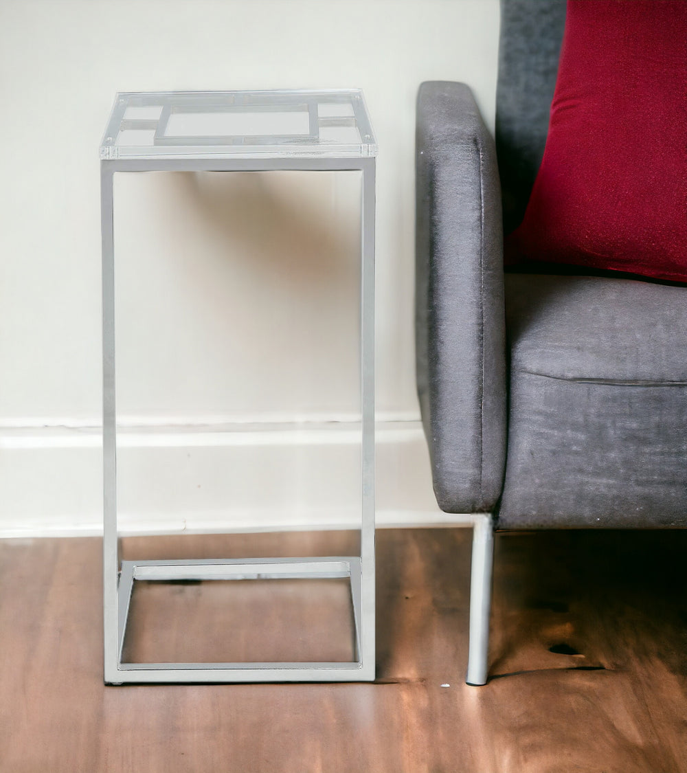 Homeroots 26" Stainless And Glass Acrylic End Table   347380