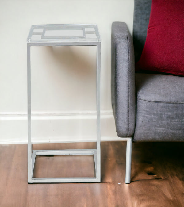 Homeroots 26" Stainless And Glass Acrylic End Table   347380