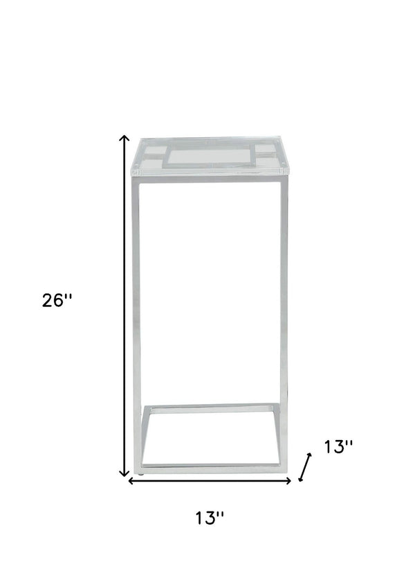 HomeRoots 26" Modern Acrylic and Stainless Steel End Table - Sleek, Versatile Accent for Any Space! 347380