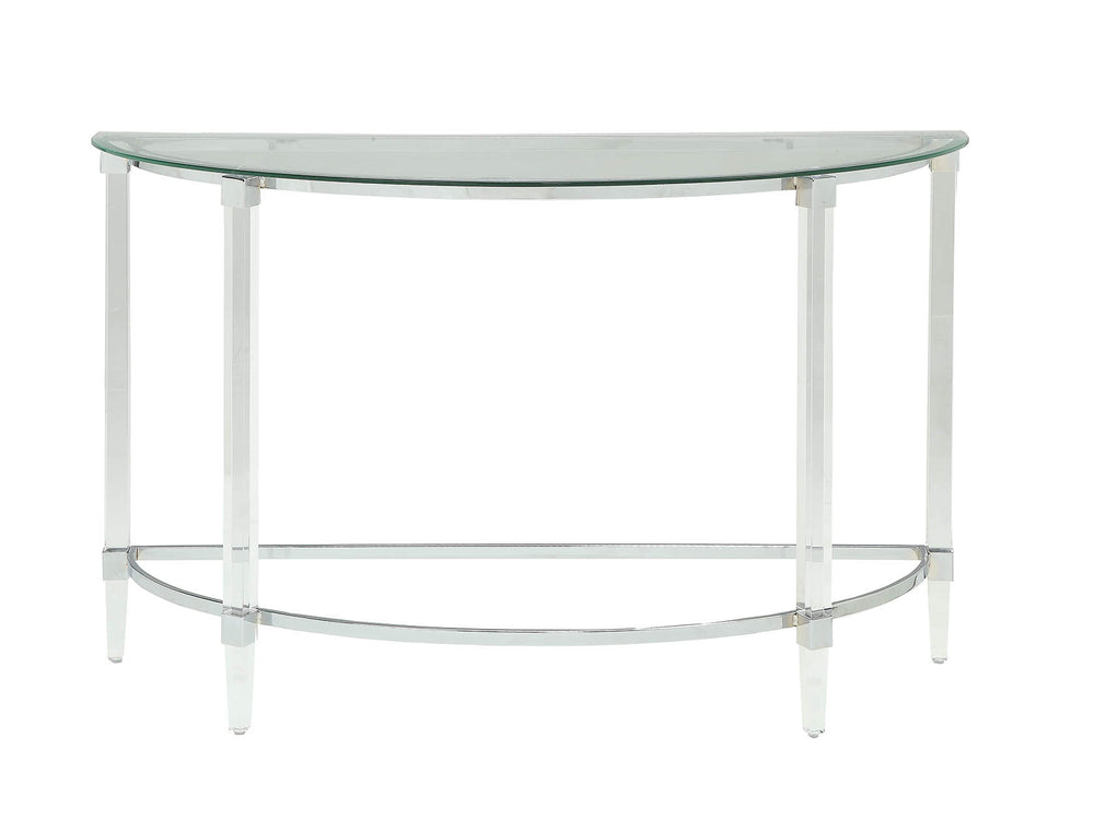 Homeroots 18" X 48" X 29" Clear Acrylic Chrome Glass Metal Sofa Table   347382