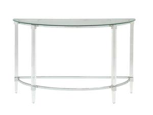 Homeroots 18" X 48" X 29" Clear Acrylic Chrome Glass Metal Sofa Table   347382