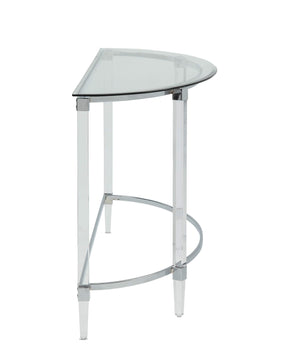 Homeroots 18" X 48" X 29" Clear Acrylic Chrome Glass Metal Sofa Table   347382