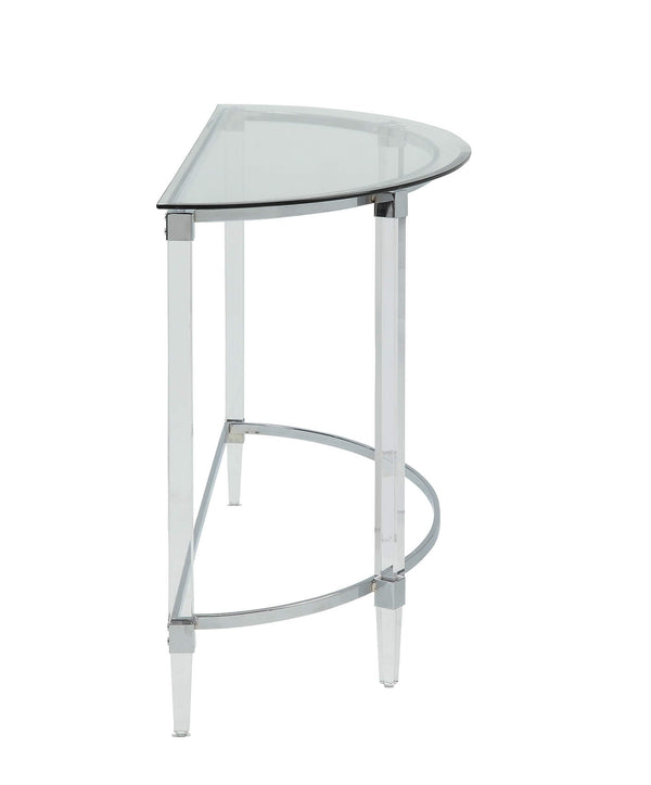 Homeroots 18" X 48" X 29" Clear Acrylic Chrome Glass Metal Sofa Table   347382