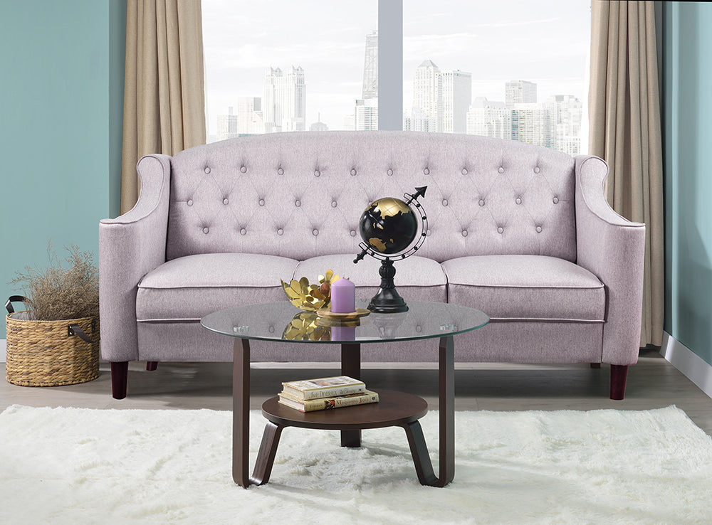 Homeroots 31" X 31" X 18" Dark Walnut Clear Glass Wood Coffee Table   347394