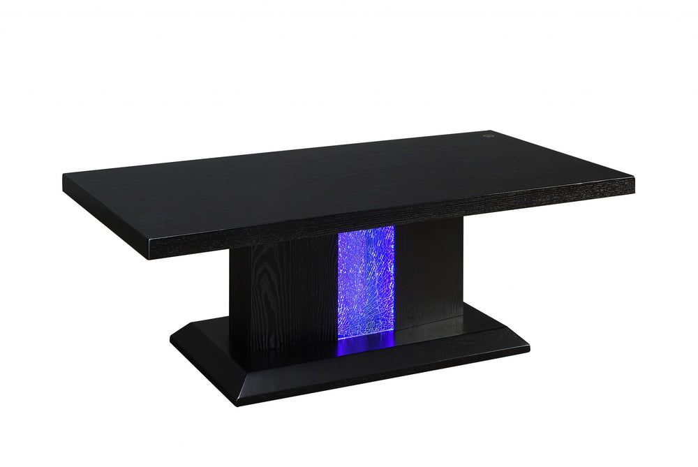 Homeroots 26" X 50" X 18" Black Led Wood Glass Coffee Table   347405